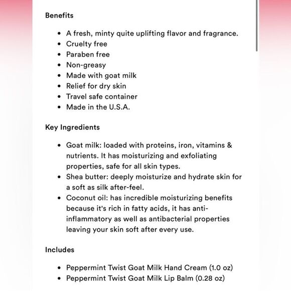 DIONIS Peppermint Twist Goat Milk Lip Balm & Hand Cream Gift Set - Picture 12 of 13